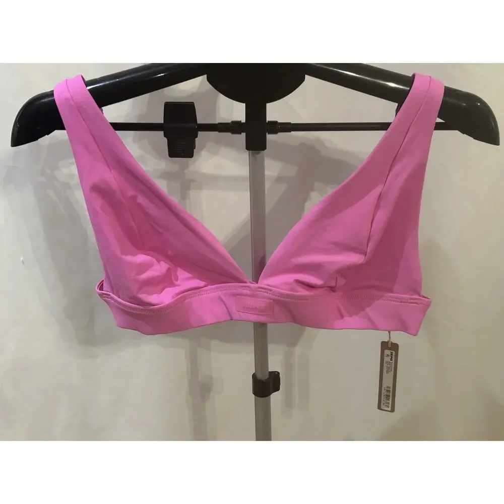 NWT Skims Neon Orchid Recycled Swim Plunge Bikini Top Women's Size L